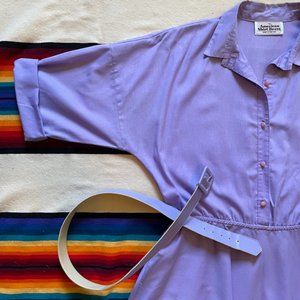 80s Vintage American Shirt Dress With Matching Belt L-XXL